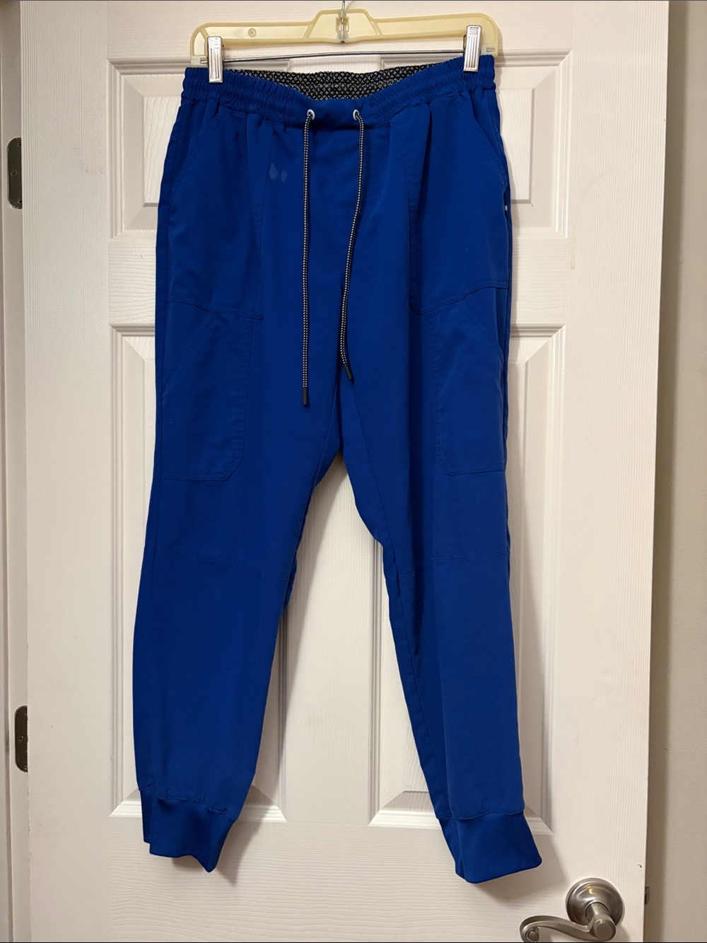 koi Women's Straight Leg Drawstring Scrub Pants in Royal Blue